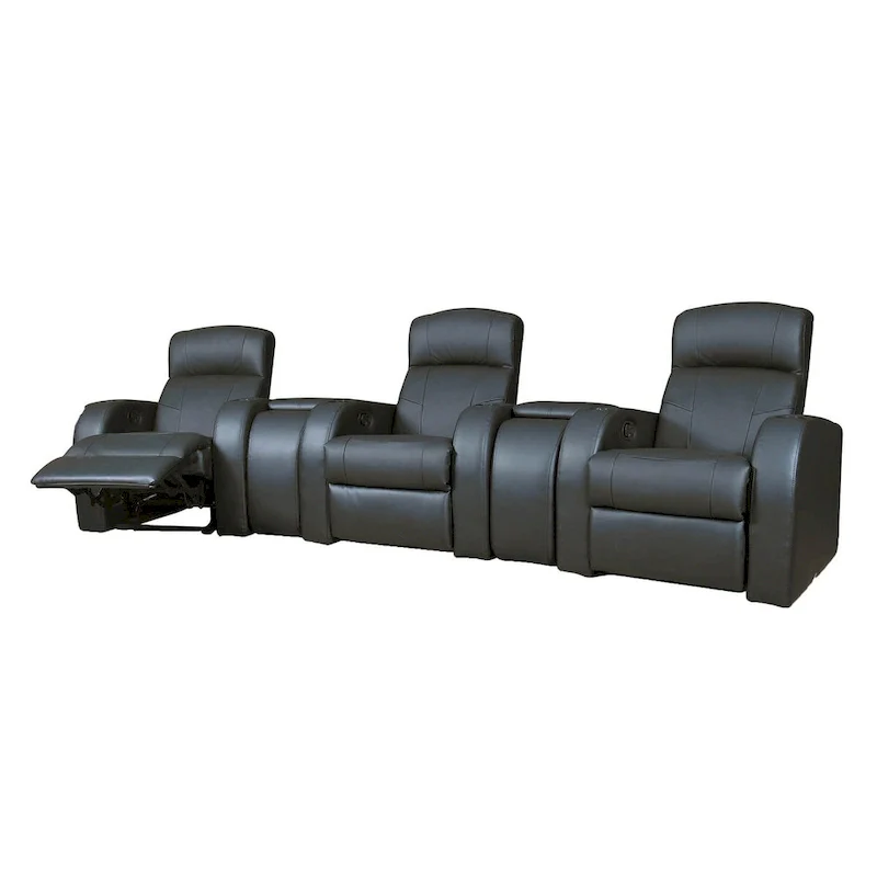 Black 3-seater Home Theater with 2 Wedge Consoles