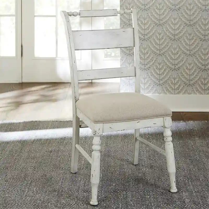 Whitney Antique Linen Slat Back Side Chair (Set of 2)