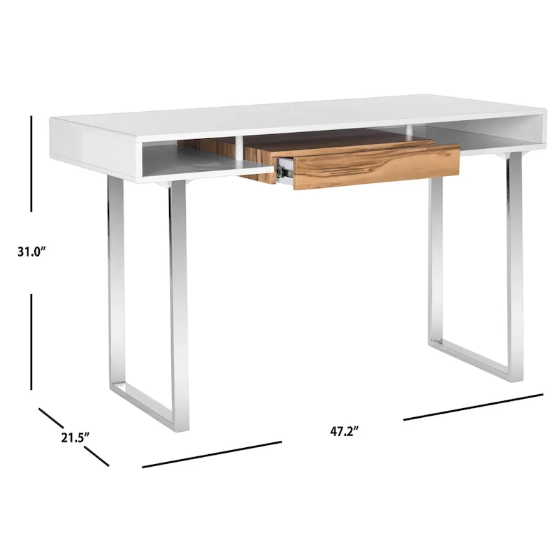 SAFAVIEH Bettyjane Modern White/ Chrome Computer Desk