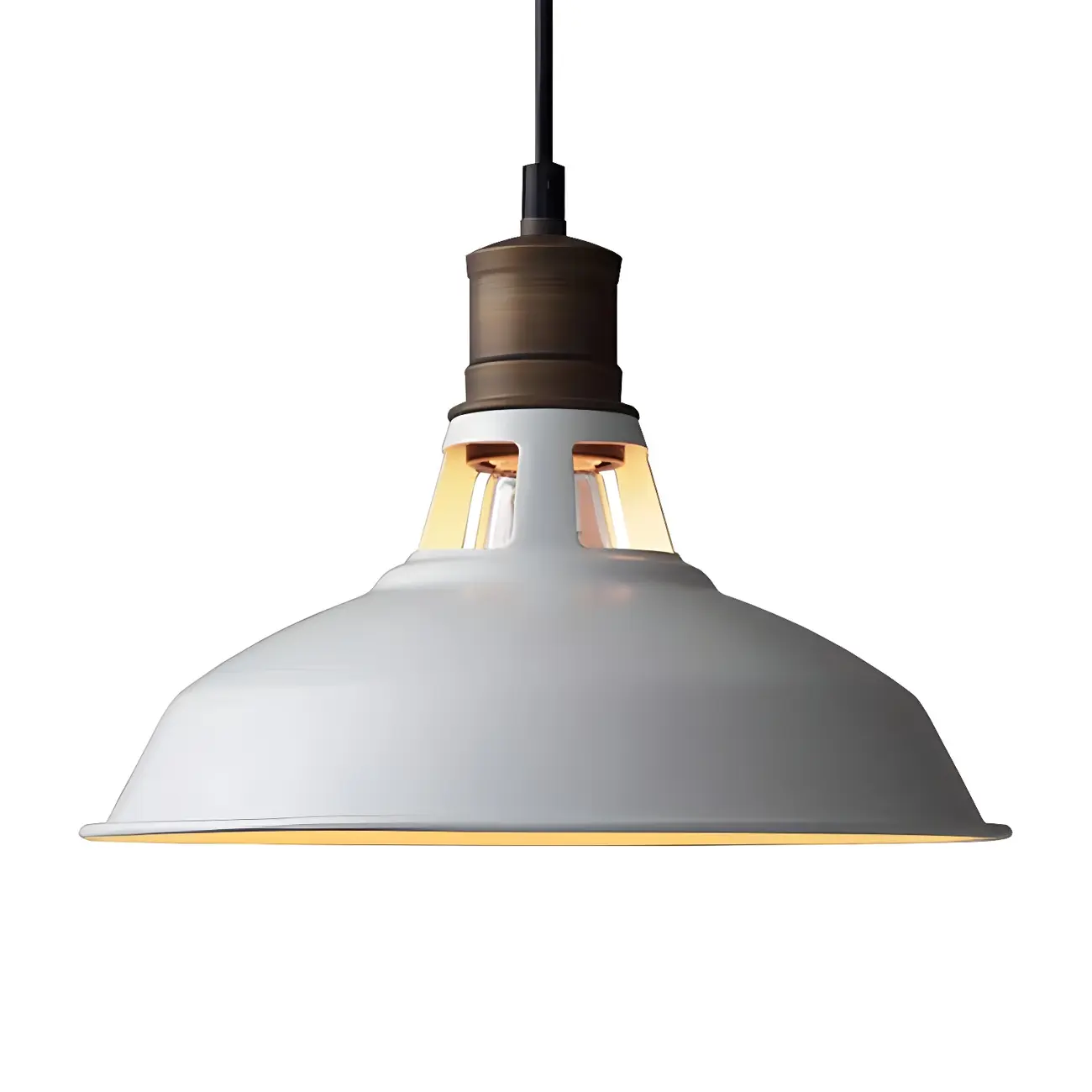 Industrial 1-Light Black Gold Iron Barn Pendant Light