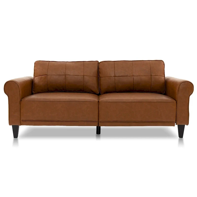 Costway Modern Sofa Couch PU Leather 81.5 3-Seater with 2 Back - See Details