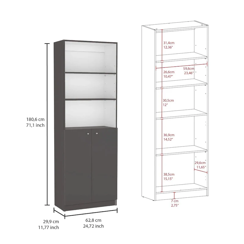 3pc Bookcase set 74 Wide 4-Shelf Double Cabinet