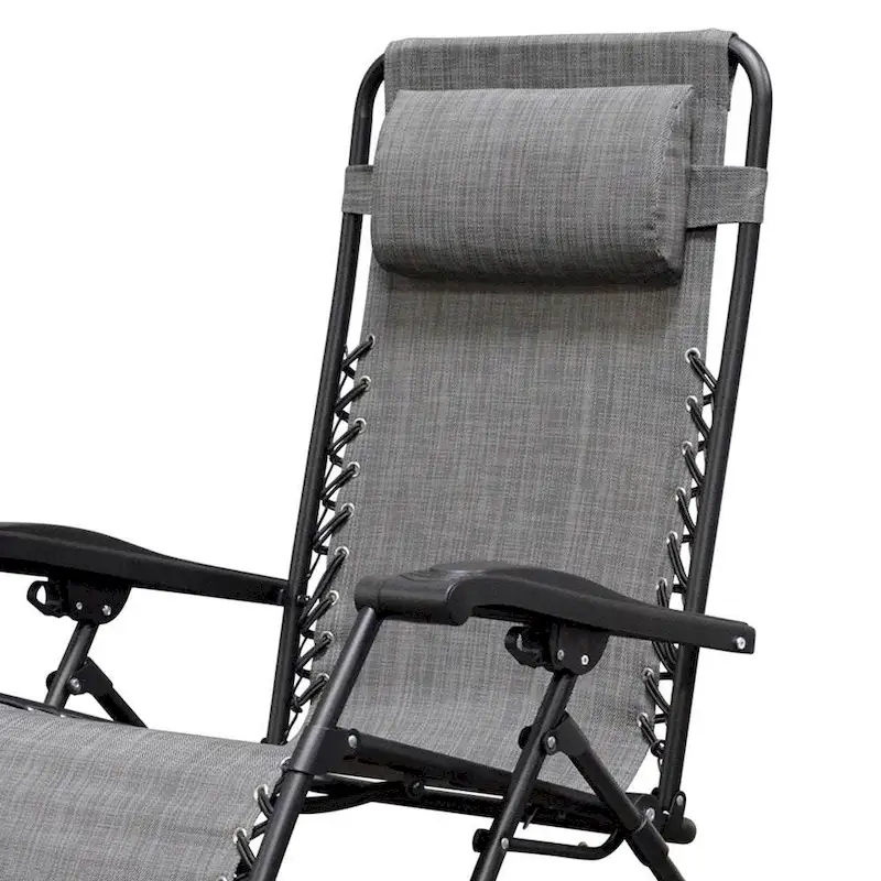 Caravan Canopy Infinity Zero Gravity Steel Frame Patio Deck Chair, Grey (Pair) - 22