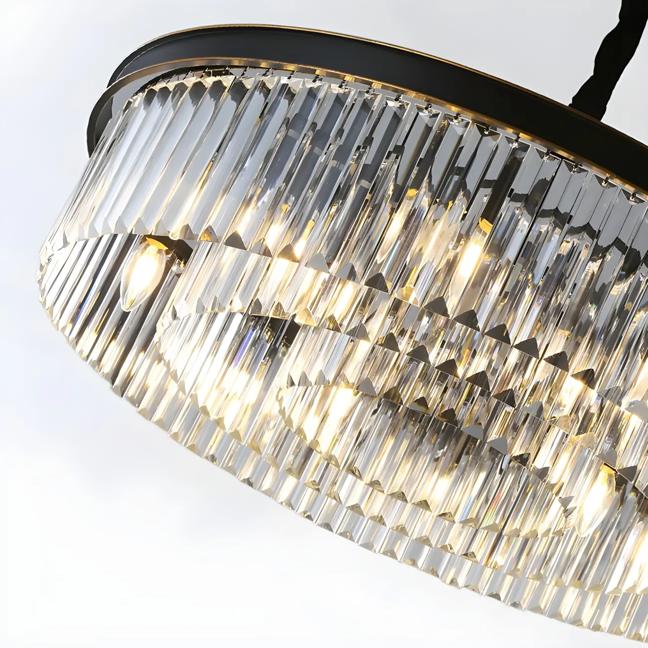 Modern Cylinder Crystal Chandelier Height Adjustable