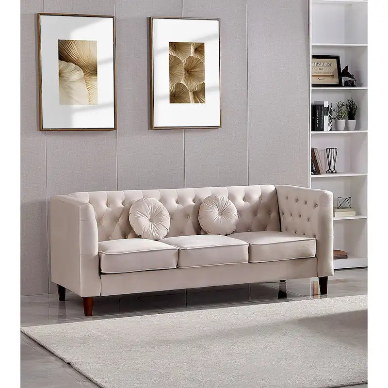 Classic Chesterfield Sofa - Tufted Upholstered Living Room Sofa