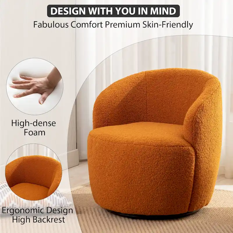Ouyessir Modern Teddy Upholstered Swivel Barrel Chair(Set of 2)