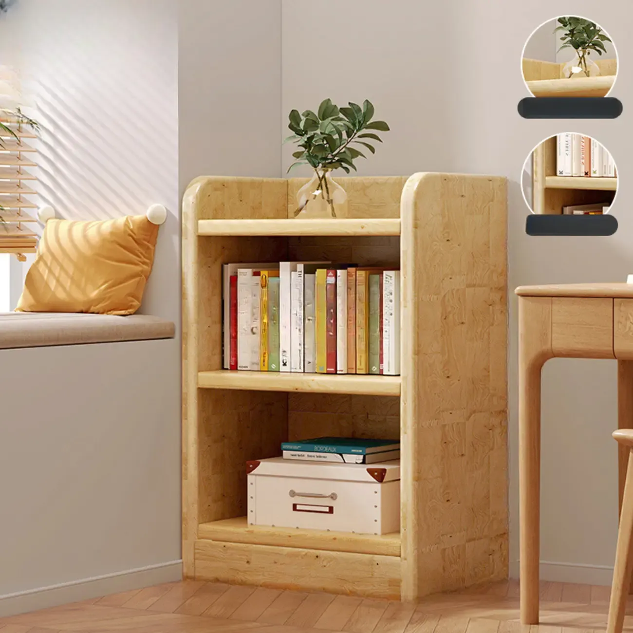 Rustic Vertical 5-Tier Closed Back Wooden Bookshelf