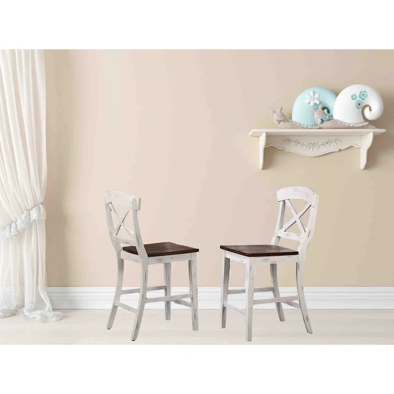 Transitional X-Back 24Counter Stool In Caramel Biscotti