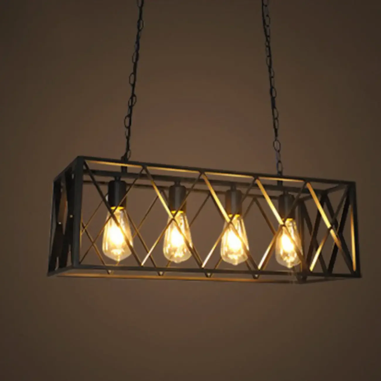 Industrial Matte Black Iron Island Pendant Light for Kitchen