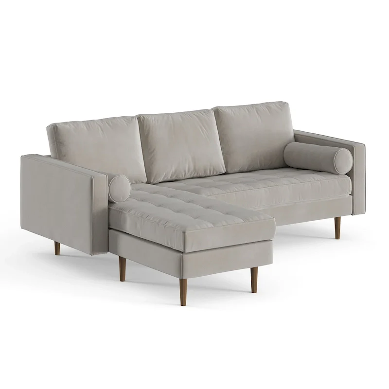 Performance Velvet Reversible Sectional Sofa – Mid-Century Modern