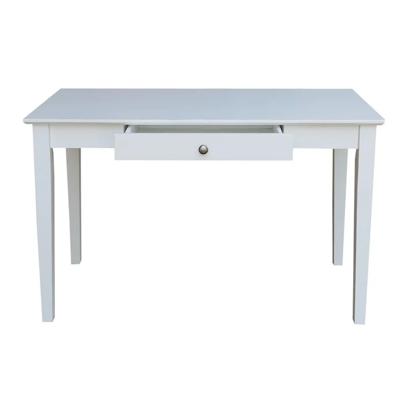 Solid Parawood Writing Desk with Drawer – Unfinished / Espresso / Beach White / Washed Gray Taupe