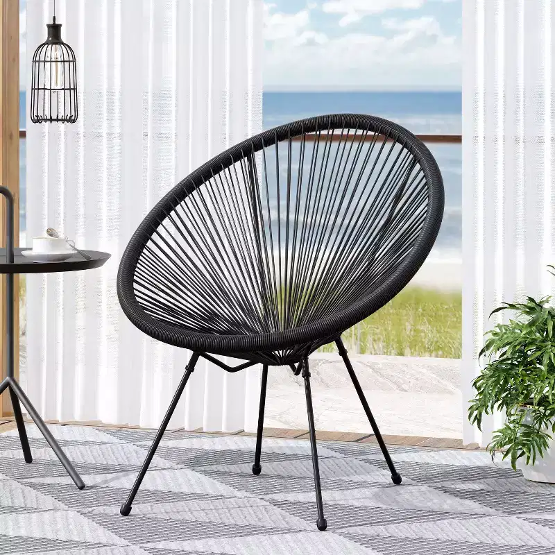 GDFStudio Anson Outdoor Woven Rattan Accent Chair with Steel Frame