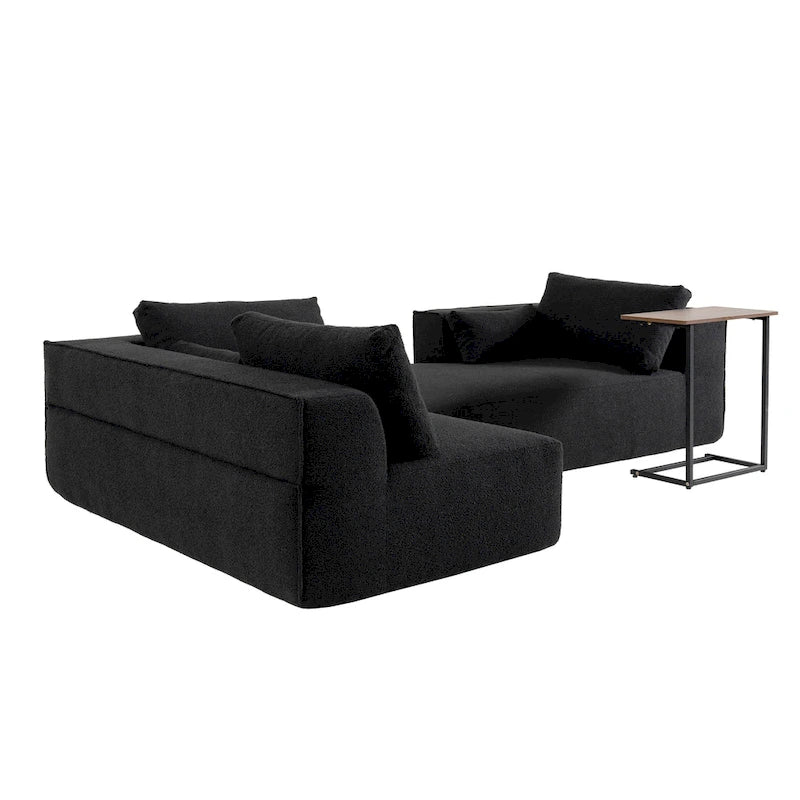 L-Shaped Modular Sectional Sofa with Side Table, Chaise, Wide Seat