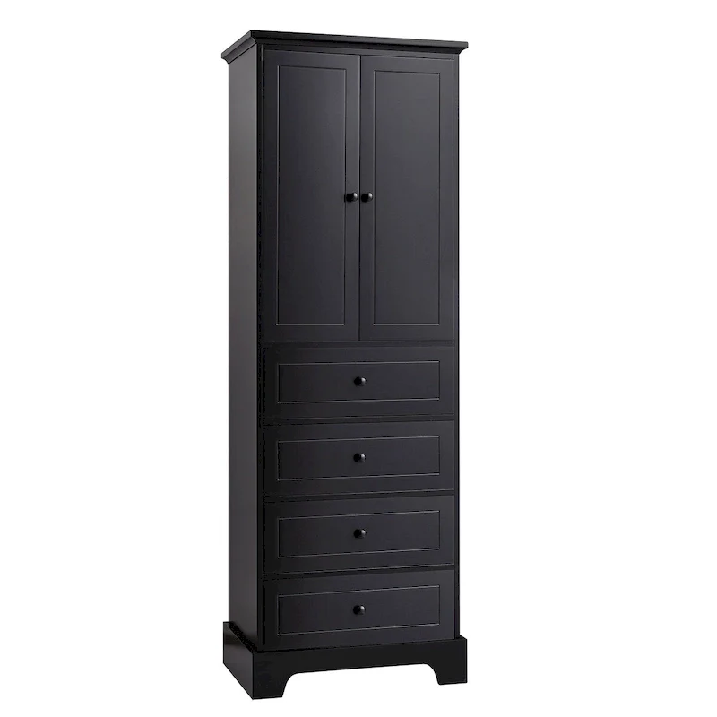 23.6 in. W x 15.7 in. D x 68.1 in. H Linen Cabinet with 2 Doors and 4 Drawers