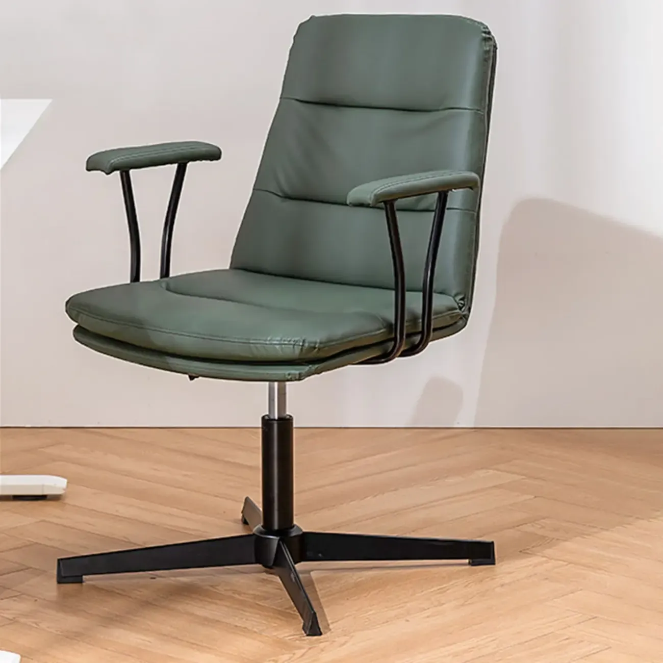 Elegant White Leather Ergonomic Swivel Office Chair