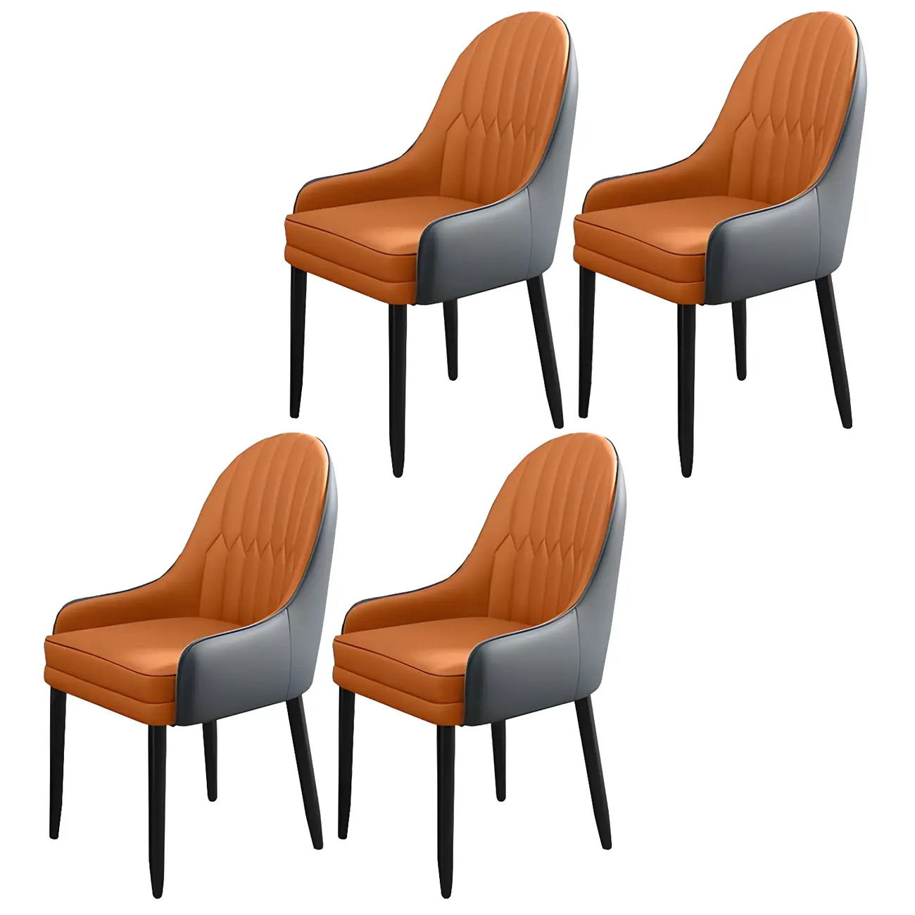 Modern Leather Upholstered Dining Chair with Arms