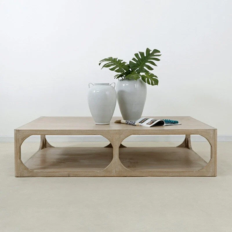 Reclaimed Wood Coffee Table, Large, 67 Inch Long, Weathered White Wash