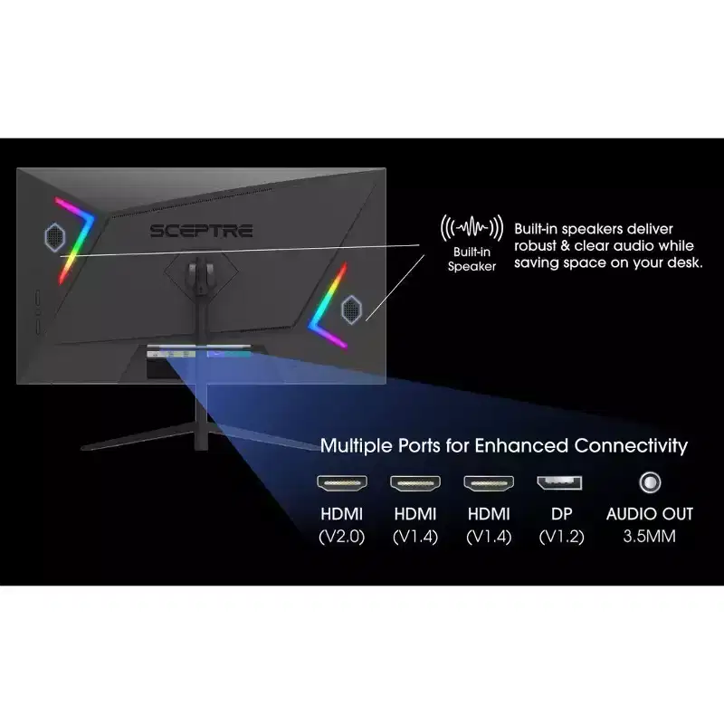 Sceptre 27-inch Gaming Monitor 1080p up to 165Hz 1ms AMD FreeSync Premium HDMI DisplayPort Build-in Speakers, 99% sRGB Machine Black