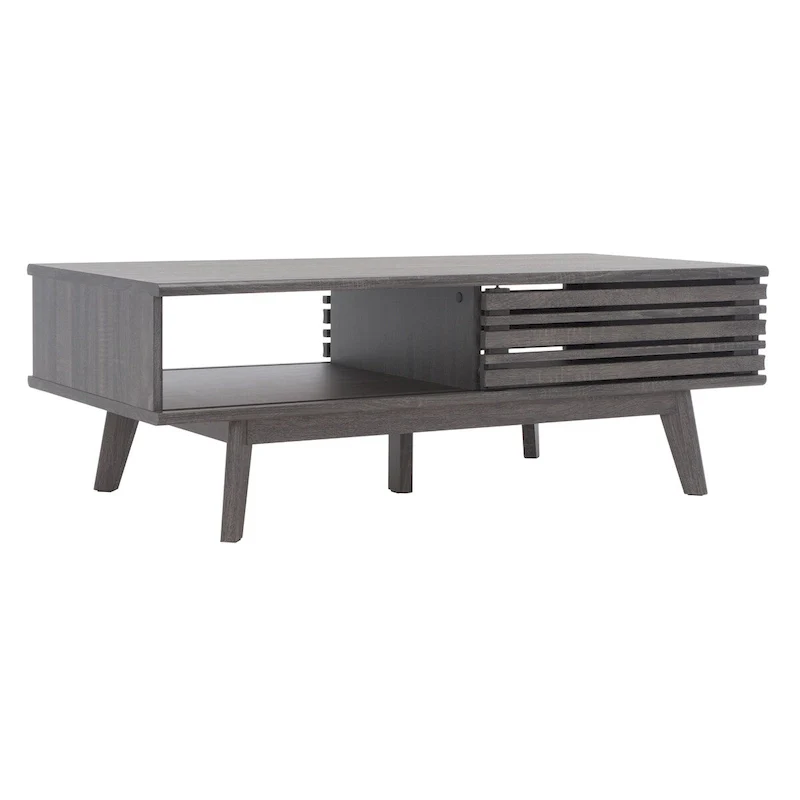 SAFAVIEH Ameetha Mid-Century 1-Shelf Walnut Coffee Table - 46 W x 23 D x 16 H - 46Wx23Dx16H