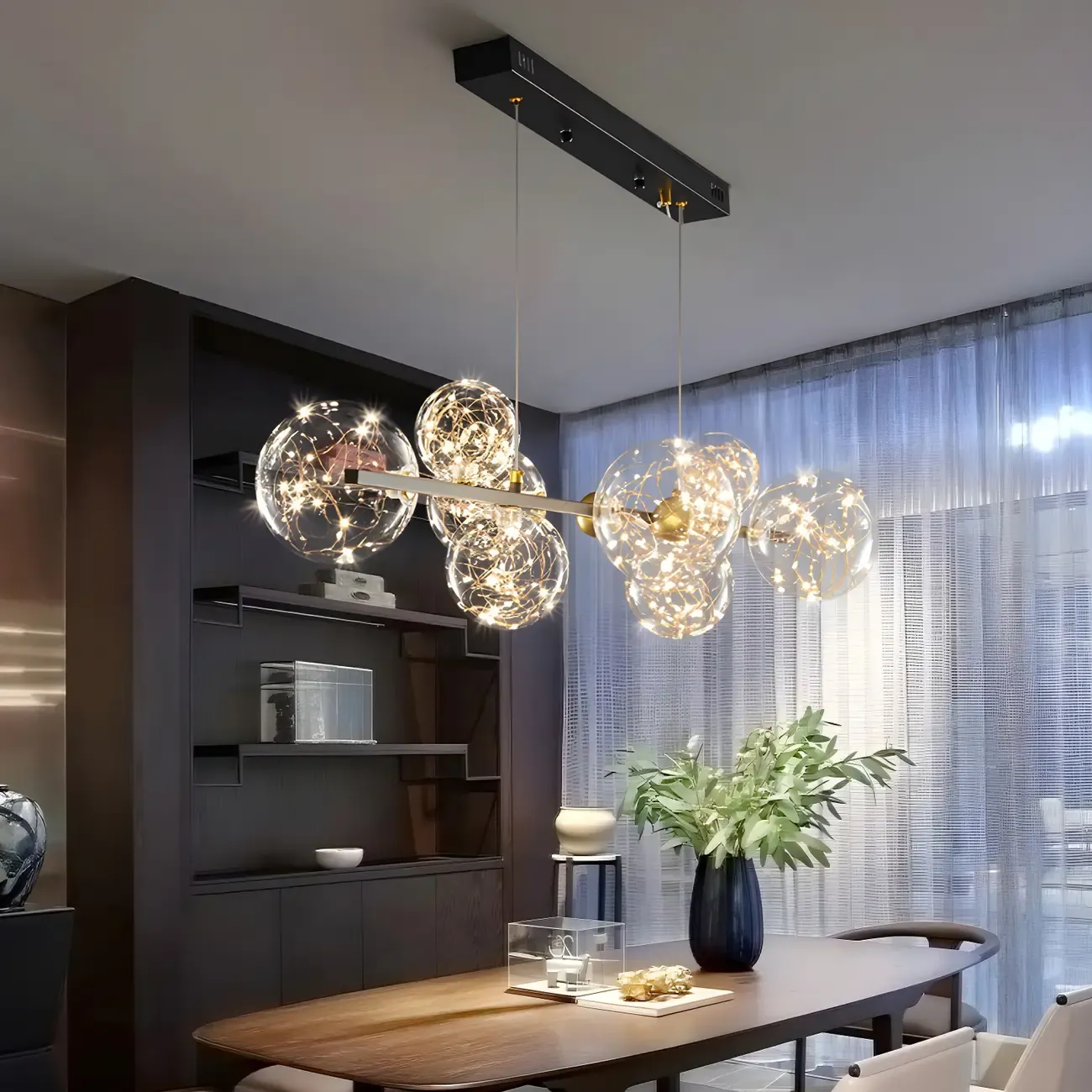 Dining Area Modern Glass 8-Light Globe Chandelier