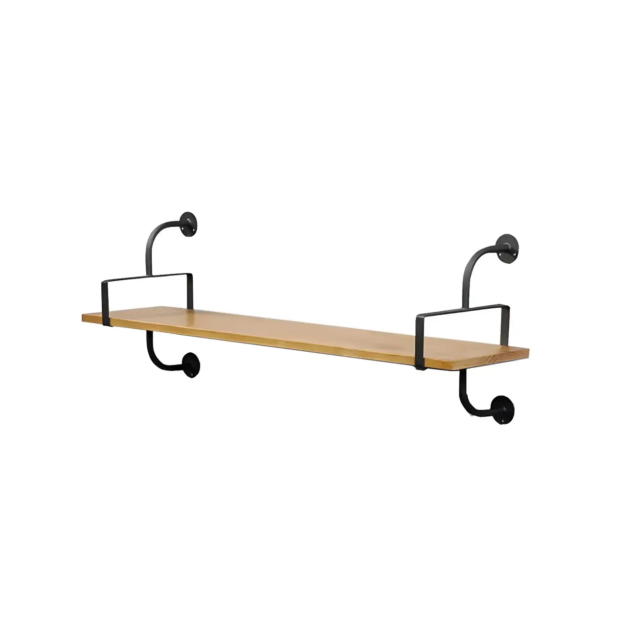 Simple 2-Tier Wood Metal Wall-Mounted Bookcase