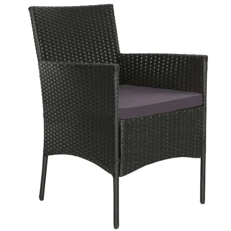 4 Pieces Patio Rattan Cushioned Sofa Set with Tempered Glass Coffee Table - 24 x 23.5 x 33 (L x W x H)