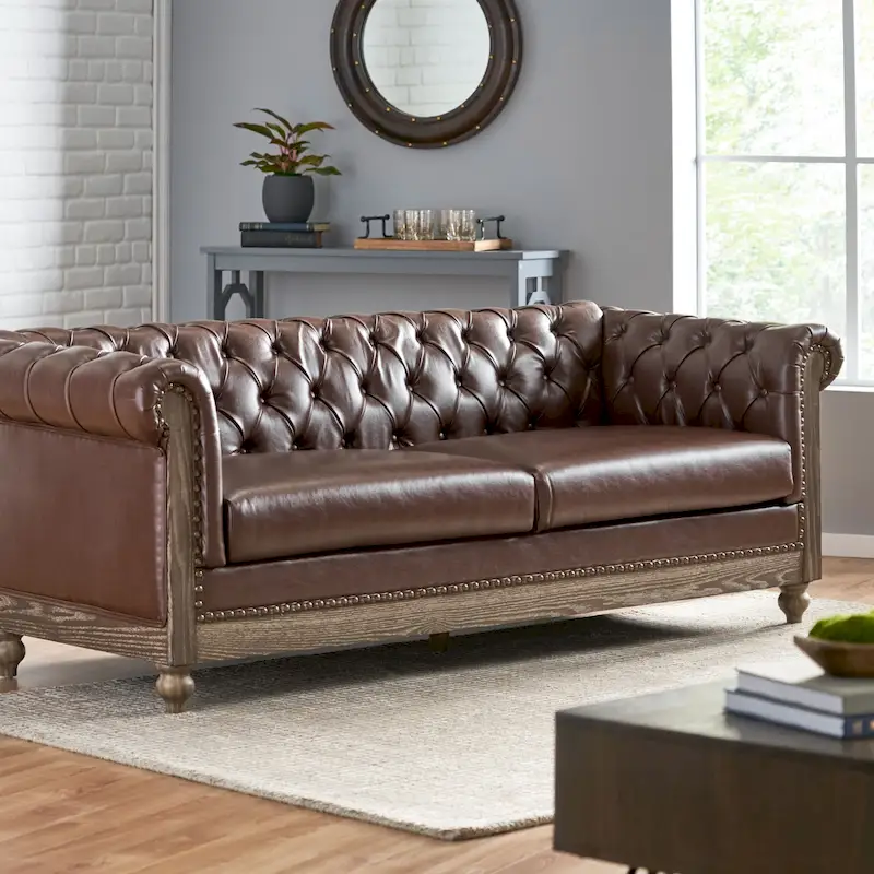 Castalia Nailhead Trim Chesterfield Sofa by Christopher Knight Home - 78.75 L x 33.50 W x 28.00 H