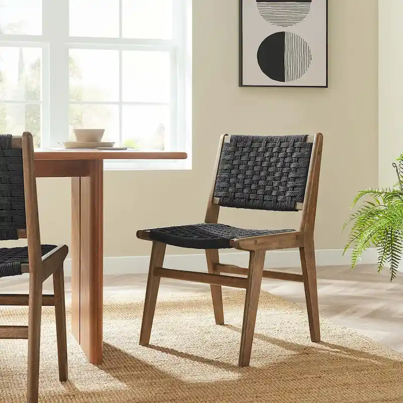 Saoirse Woven Rope Wood Dining Side Chair - Set of 2