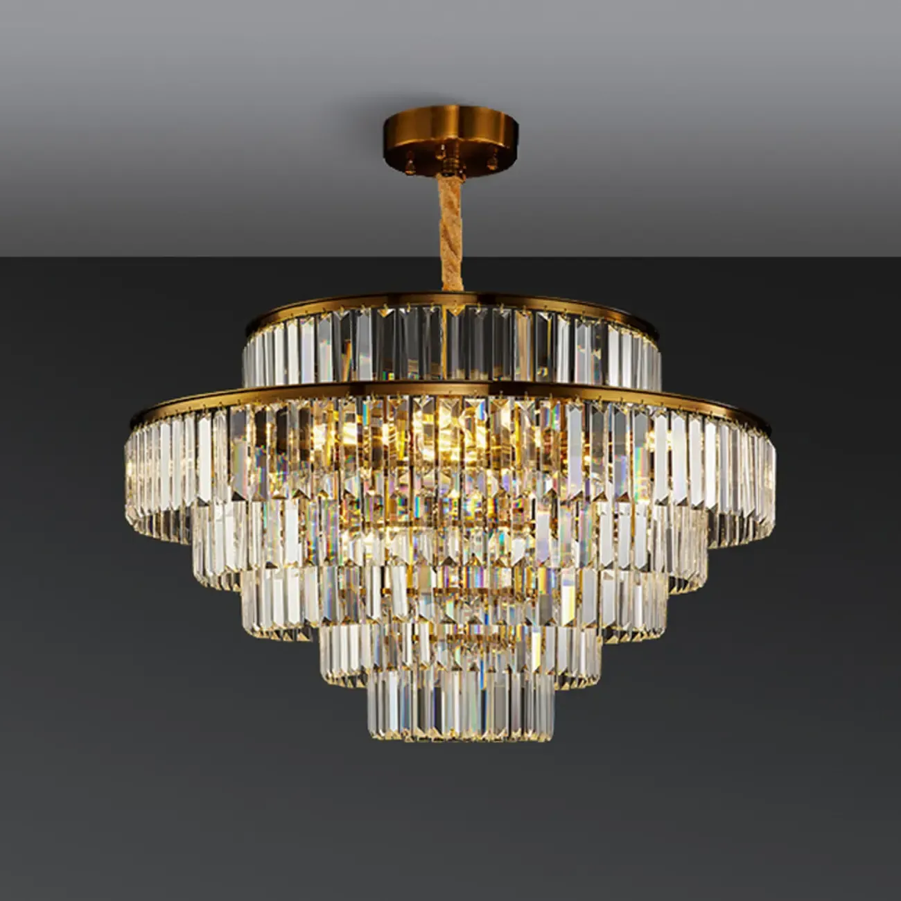 Luxury Crystal Gold Chandelier with Multi-Tiered Design