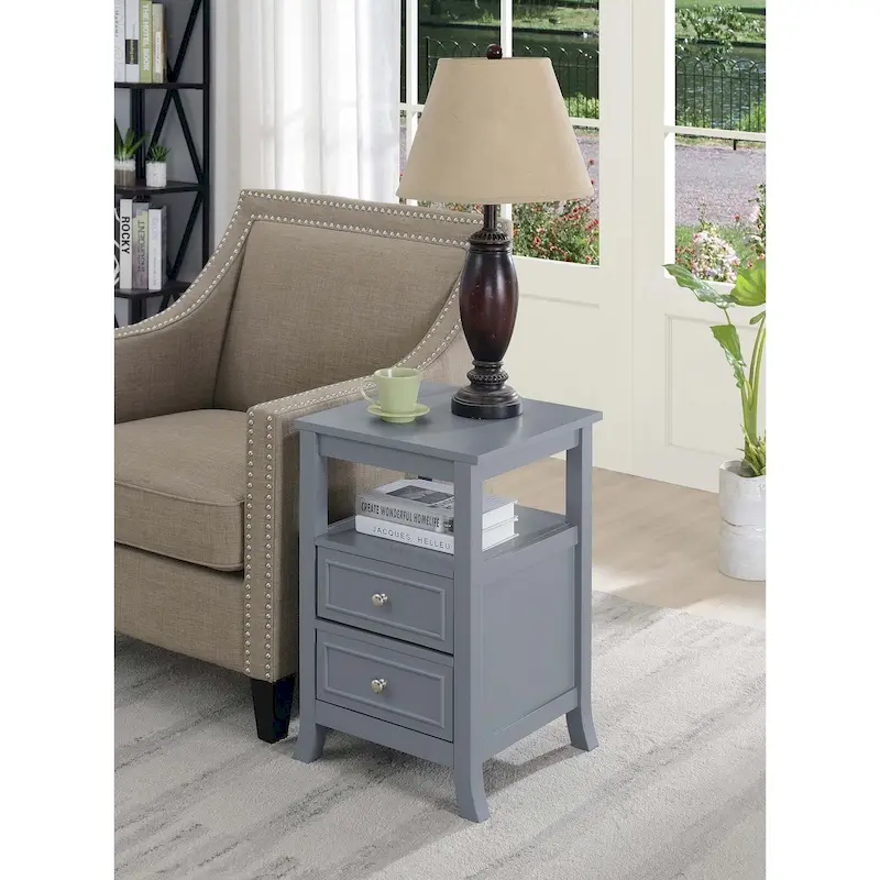 Convenience Concepts Melbourne 2 Drawer End Table with Shelf
