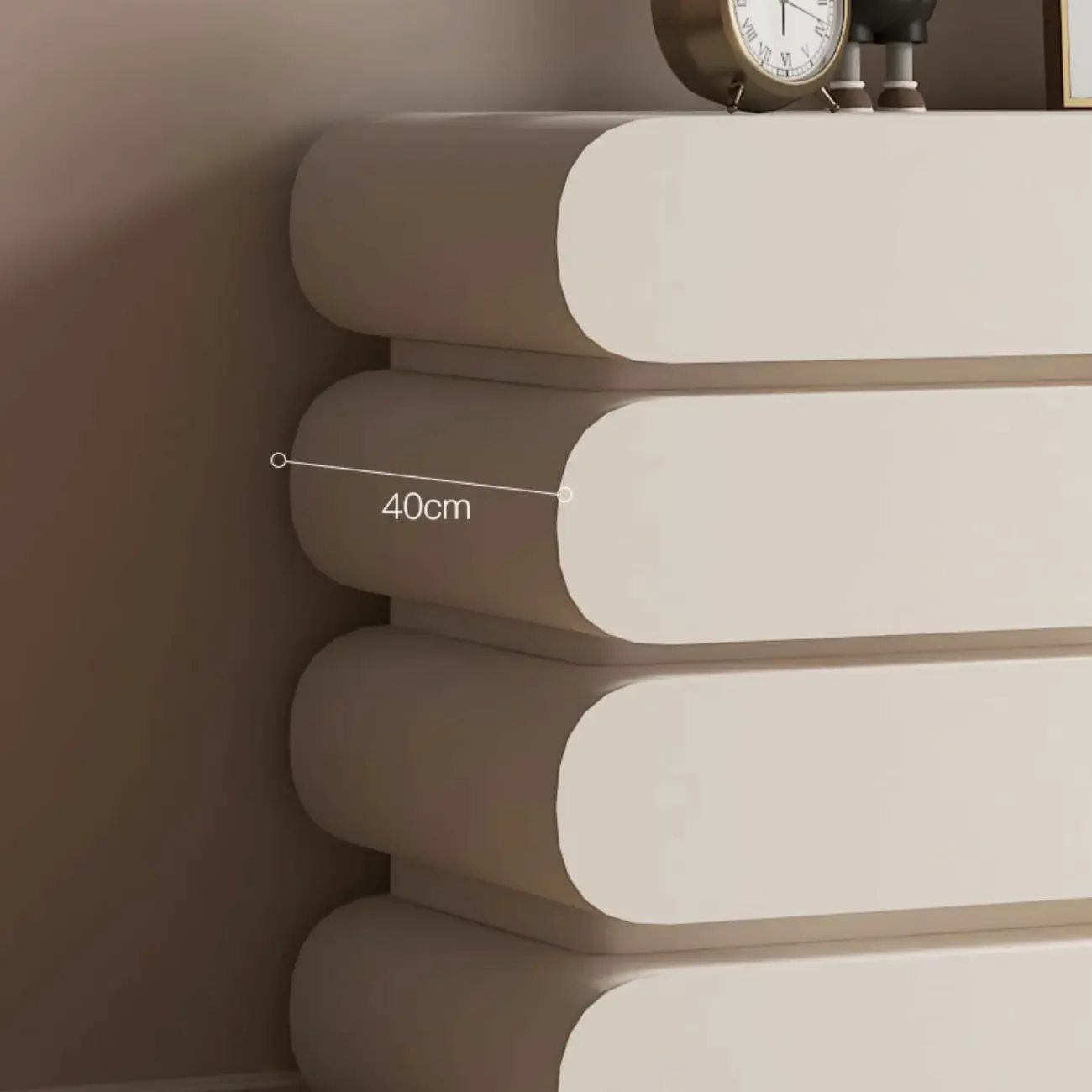 Glam White Oval Wooden Double Dresser with Soft Close Drawers