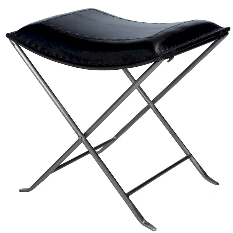 Handmade Iron & Leather Vanity Stool, Farmhouse Style, 4 Colors, 19.75