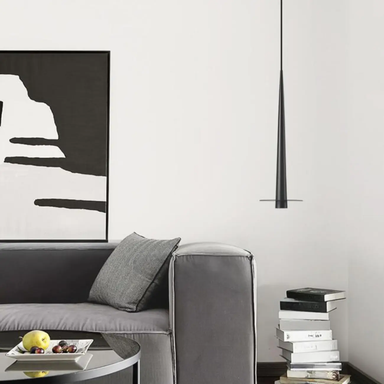 Geometric Black Metal LED Pendant Light with Aluminum Shade