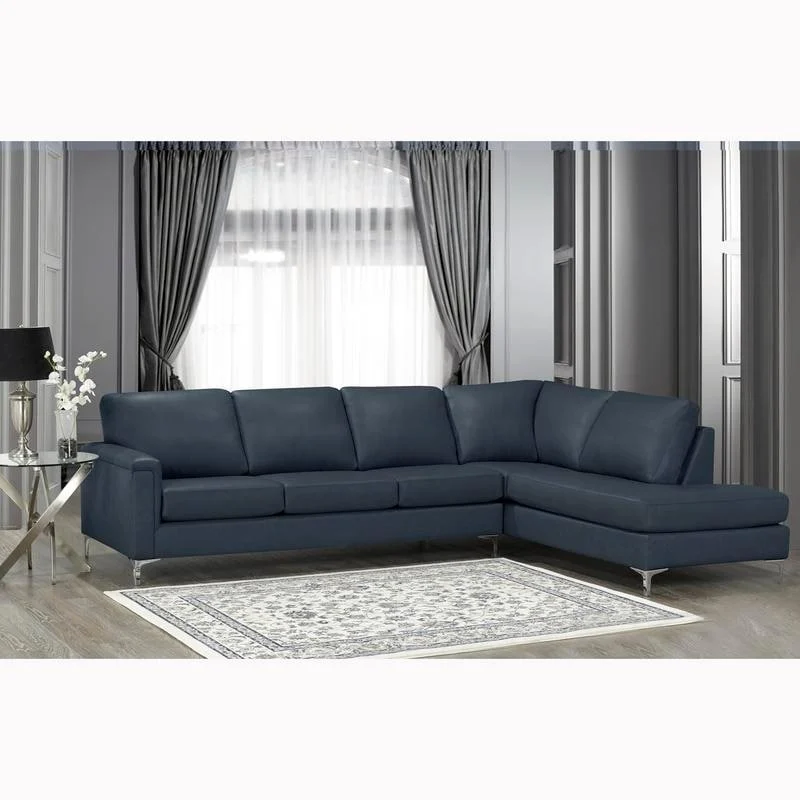 Malibu L-shaped Top-grain Leather Sectional Sofa - 122.5 x 85 x 36.5 x 35