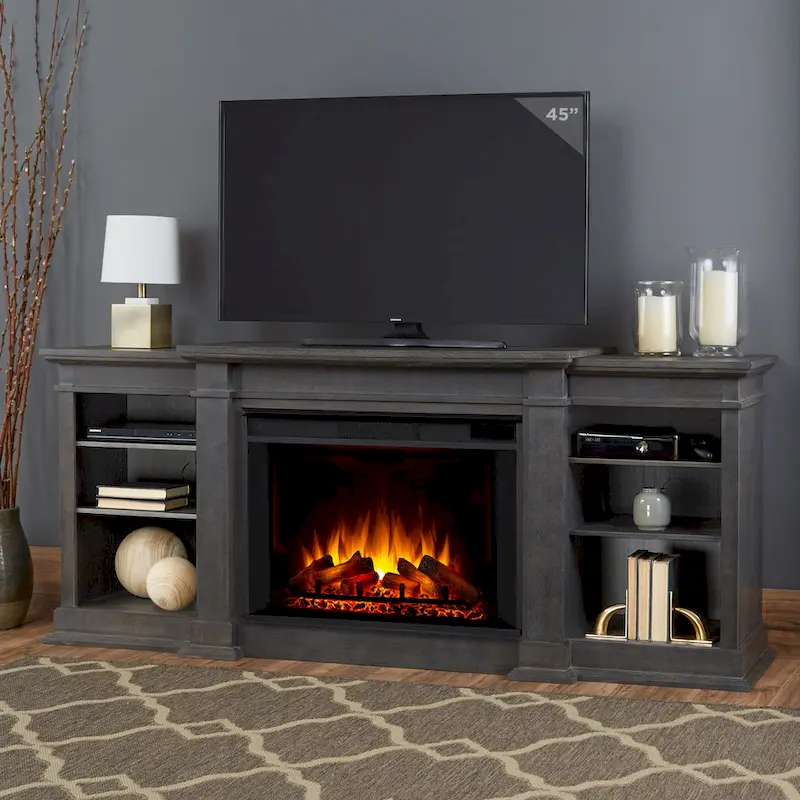 Eliot 81  Grand Antique Grey TV Stand Electric Fireplace by Real Flame
