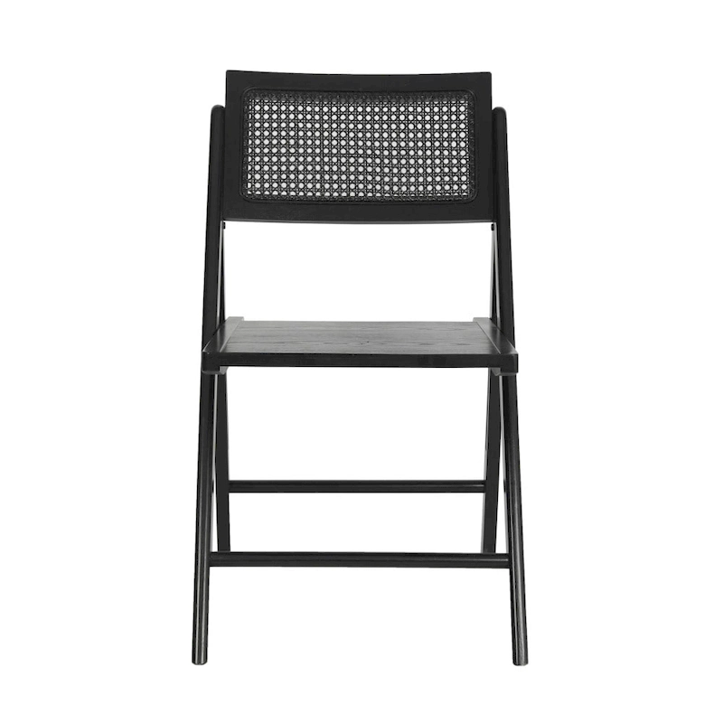 2 Pack Commercial Cane Rattan Folding Chairs - Wood Backs and Seats