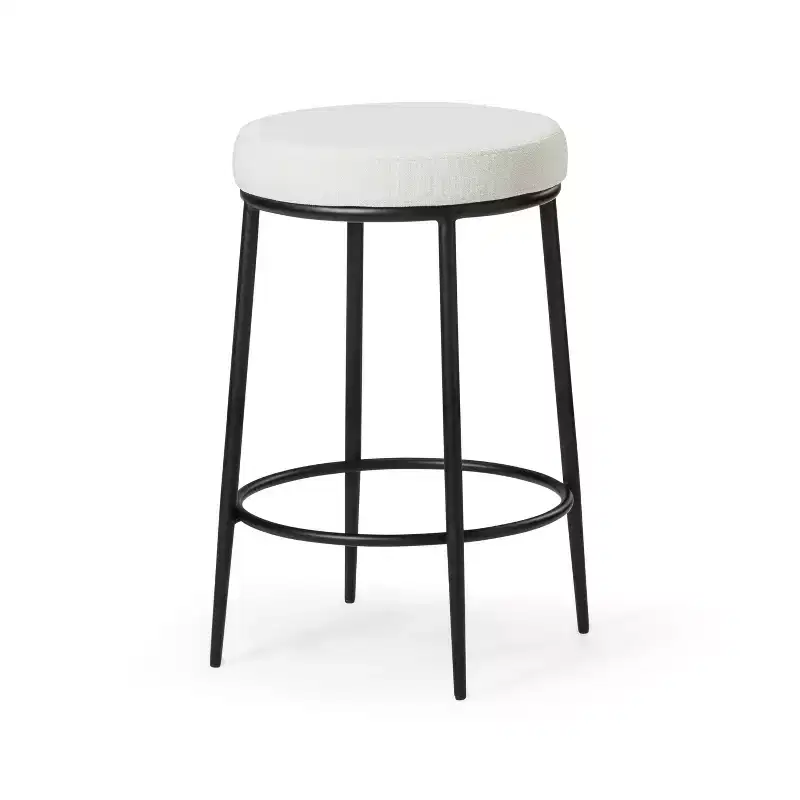 Maven Lane Stella Backless Metal Counter Stool with Fabric Upholstered Seat 26