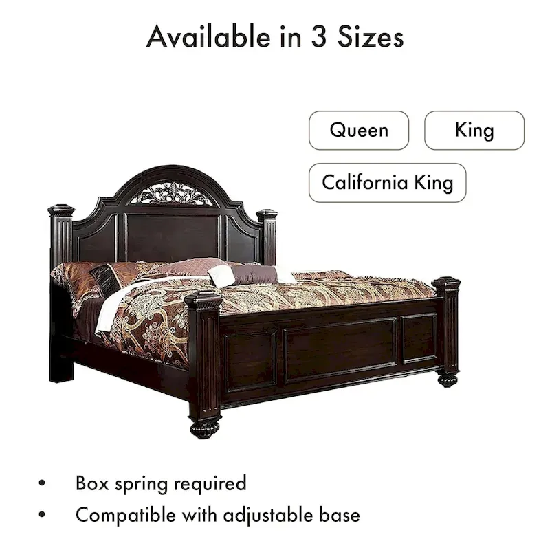 Vame Traditional Walnut Solid Wood 3-Piece Poster Bedroom Set by Furniture of America