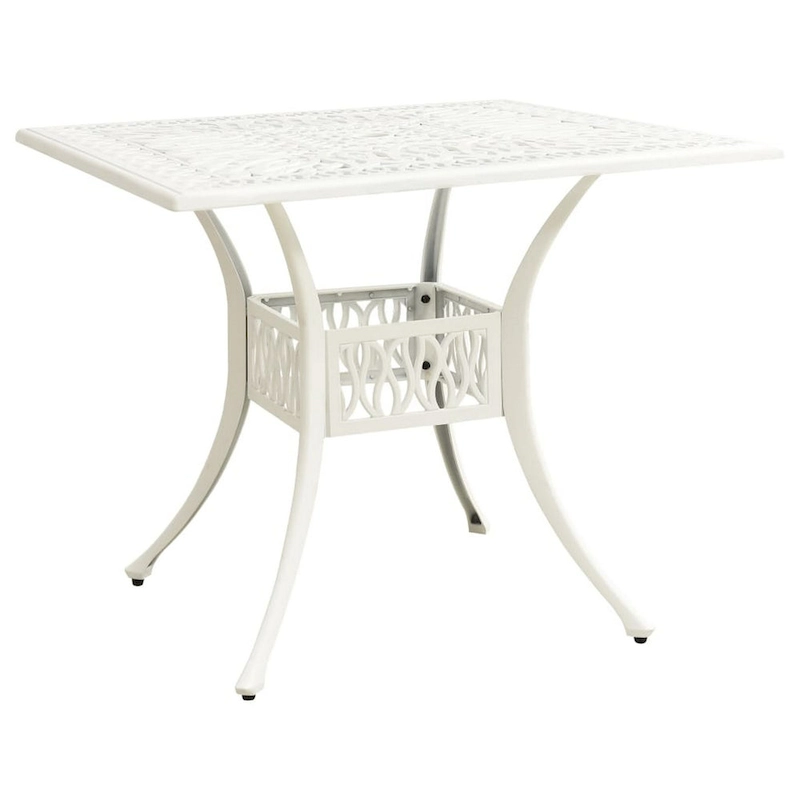Outdoor 3pc Bistro Table and Chairs Set, Trellis Pattern, White Metal