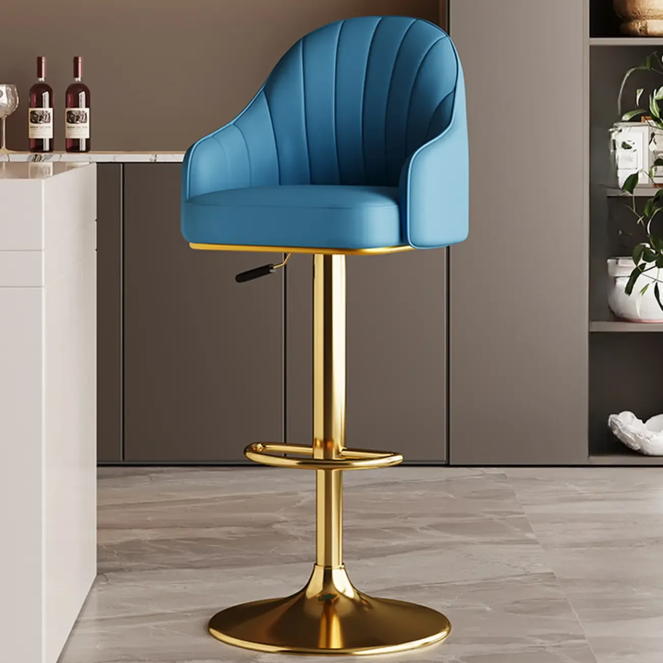 Low Back Adjustable Modern Leather Swivel Bar Stool