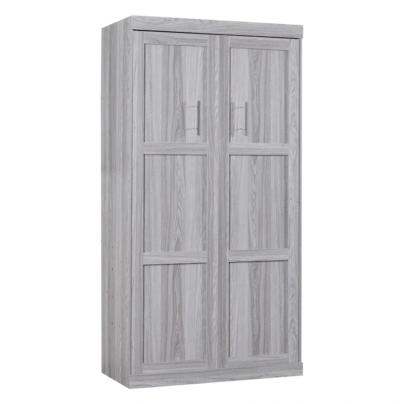 Gray Fold-Down Murphy Bed with Integrated Cabinet – Modern Style, Twin / Full, Sleeps 1