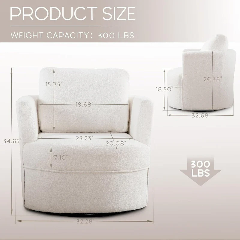 Swivel Accent Barrel Chair Round Arm Chair with Pillow