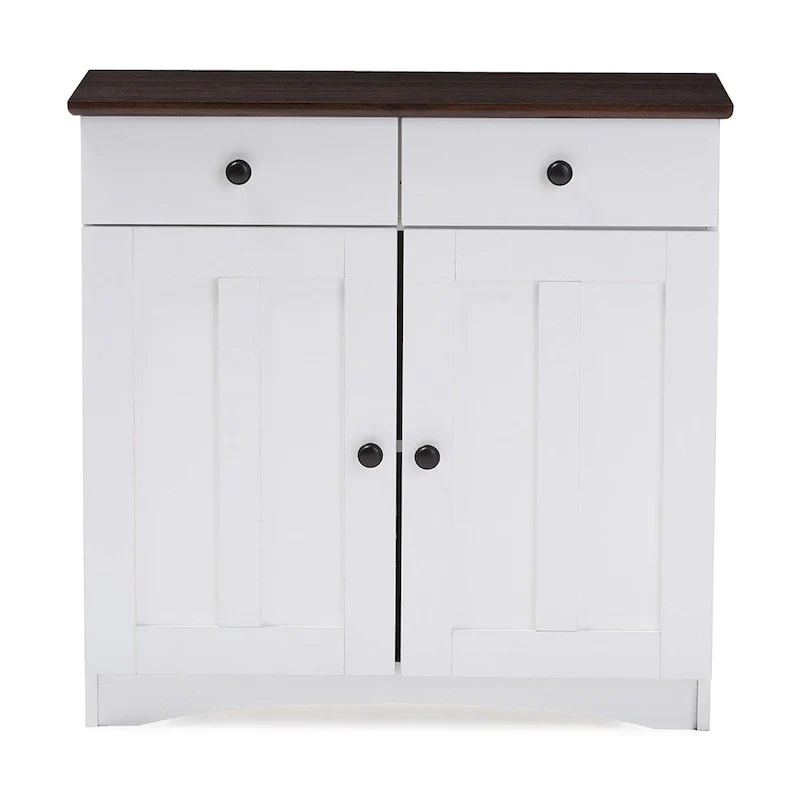 Traditional White Wood Kitchen Storage Cabinet by