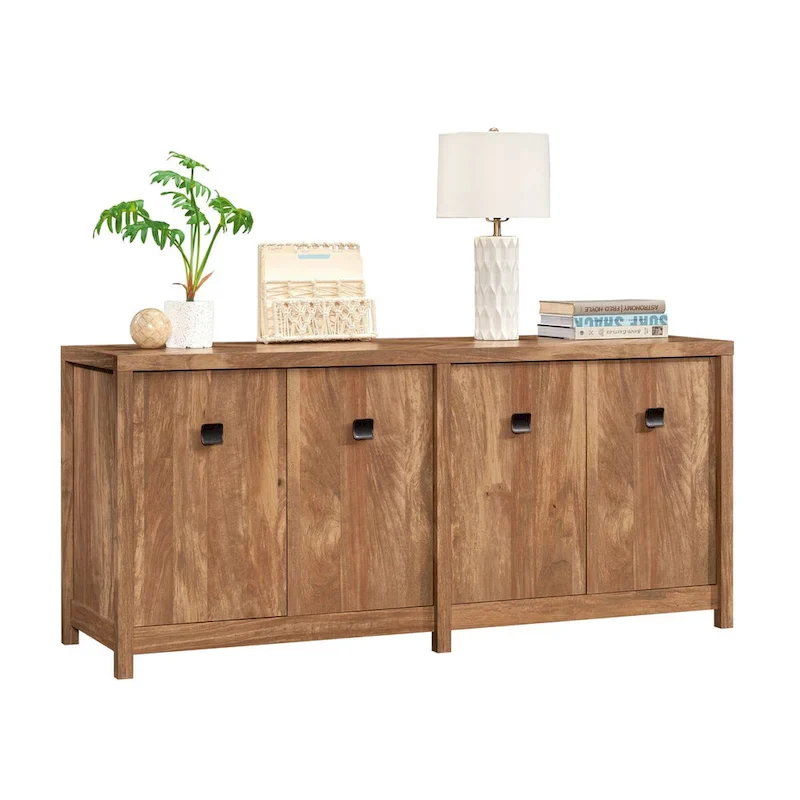 Soft White Office Credenza with Doors – 2-Person Storage