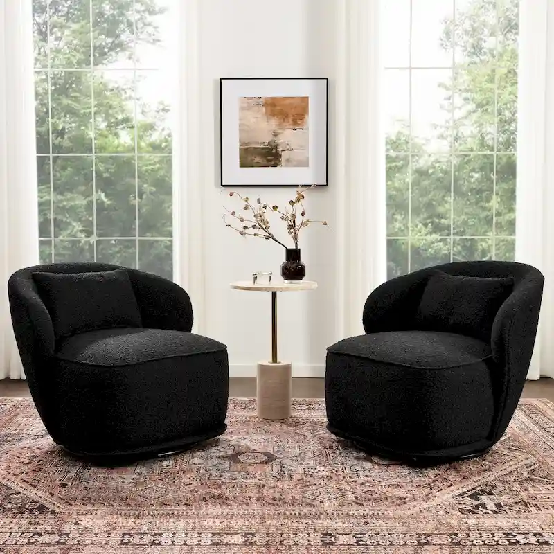 33 W  Upholstered Accent Swivel Chair (Set of 2)