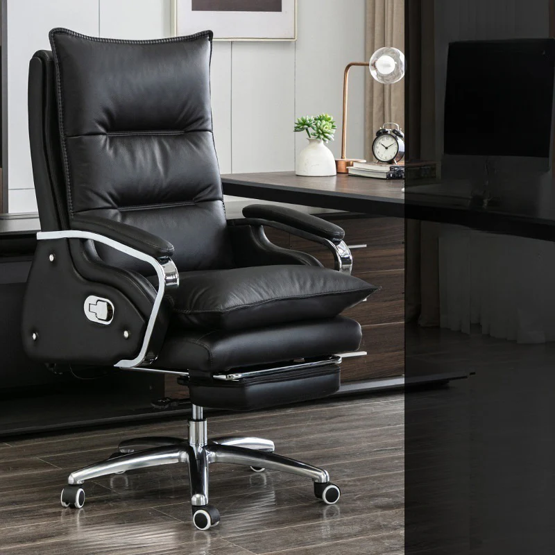 Executive Reddish Brown Leather Reclining Office Chair