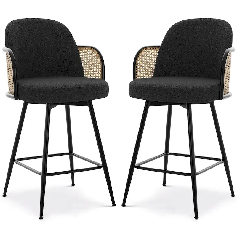 26-Inch Fabric Upholstered Swivel Counter Height Bar Stools - 38.2 H x 21.5 W x 23.2 D