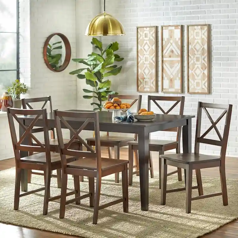 Espresso Cross-Back Dining Set | Seats 4 or 6