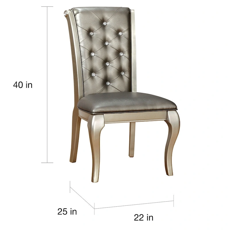 Tily Glam Gold Faux Leather Tufted 9-Piece Dining Table with Leaf Set by Furniture of America