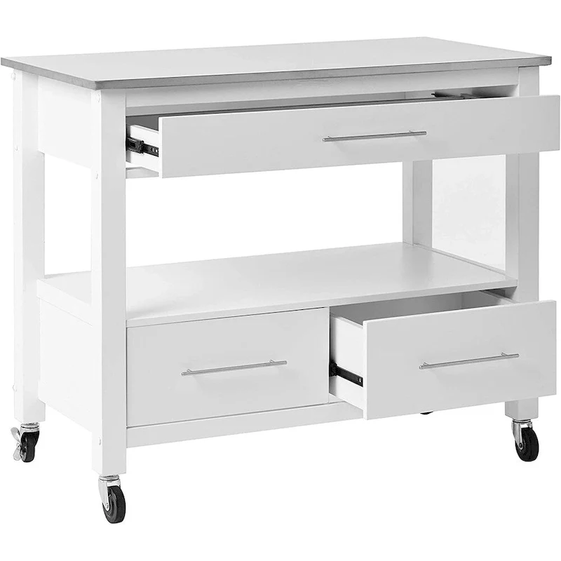 Ottawa Kitchen Cart, Stainless Steel & White